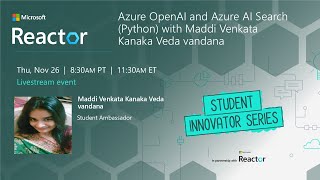 Azure OpenAI and Azure AI Search Python with Maddi Venkata Kanaka Veda vandana [upl. by Einafats714]