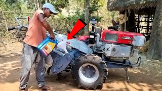 How to solve chain oil leakage problem in power tiller  Kamco power tiller chain servicing [upl. by Elleinwad151]