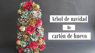 COMO HACER UN ARBOL NAVIDEÑO CON FLORES DE CARTON DE HUEVO [upl. by Erdnassak536]