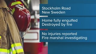 Home destroyed in New Sweden fire [upl. by Vivyanne]