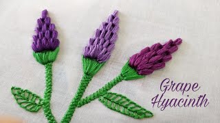 Grape HyacinthCluster Stitch Hand Embroidery Work [upl. by Dachy103]