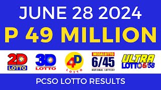 Lotto Result Today 9pm June 28 2024  PCSO Complete [upl. by Swope]