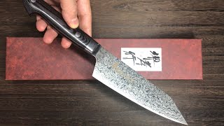 Sakai Takayuki VG10VG2 Coreless Damascus KengataSantoku Knife 160mm [upl. by Ainar677]