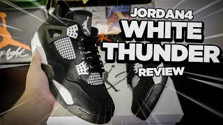 Jordan 4 quotWhite Thunderquot  Trushoes Sneaker Review amp Unboxing Trushoes [upl. by Natsirk]