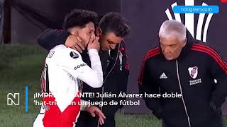 ¡IMPRESIONANTE Julián Álvarez hace doble ‘hat trick’ en un juego de fútbol [upl. by Adnov]