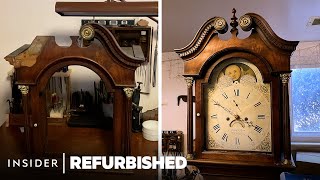 Restoring An English Grandfather Clock From The 1800s  Refurbished  Insider [upl. by Okramed476]