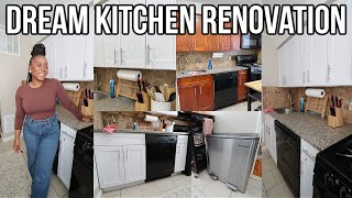 DREAM KITCHEN RENOVATION EXTREME KITCHEN TRANSFORMATION  RENTER FRIENDLY PROJECT  DIY HOME UPDATE [upl. by Aicirtam]