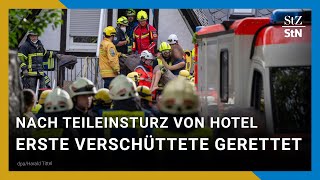 HotelEinsturz in RheinlandPfalz Ein Toter  weitere Menschen eingeklemmt [upl. by Annahsat]