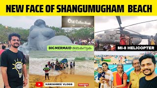 ശംഖുമുഖം  NEW FACE OF SHANGUMUGHAM BEACH MERMAID STATUE MI 8 HELICOPTERTRIVANDRUMKERALA BEACH [upl. by Ameehs]