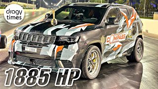 1885 HP Jeep Cherokee Trackhawk 38 Whipple  Roll Racing 1320ft  80266 Kmh amp 50165 mph [upl. by Sabine699]