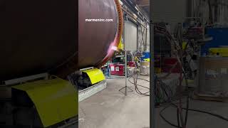 asmr warming up a windtower shell for welding fire renewableenergy WindTurbineManufacturing [upl. by Mixam682]