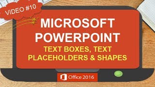 POWERPOINT TEXT BOXES TEXT PLACEHOLDERS AND SHAPES  FEATURING MICROSOFT POWERPOINT 2016 10 [upl. by Tnomed]