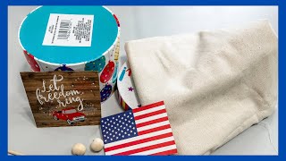 Patriotic Drum DIY  Americana Decor  Dollar Tree Craft [upl. by Buehrer]