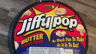 Jiffy Pop Popcorn Review  Making [upl. by Eceinej295]