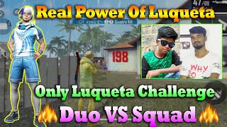 Free Fire Only Luqueta Character Duo VS Squad Challenge Tricks Tamil  Real Power Of Luqueta GTampKG [upl. by Nyrahs]