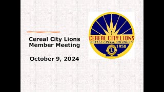 Cereal City Lion Membership Meeting 10924 [upl. by Lzeil646]