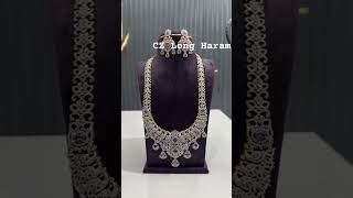 Cz Long Haram necklace weddingjewellery bridaljewellery jewellery czjewellery czharam bride [upl. by Madalena436]