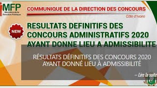 Concours Administratifs De La Fonction Publique 2020  Résultats Définitifs Après Admissibilités [upl. by Hnaht371]