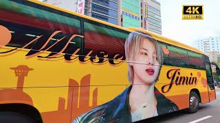 Riding Jimins Birthday Bus in Busan 4K [upl. by Eilahs78]