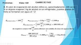 100 8 El calor de evaporación del alcohol etílico es aproximadamente 200 calg [upl. by Ilek564]