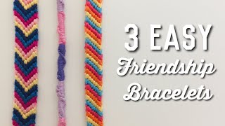 3 EASY BEGINNERS FRIENDSHIP BRACELETS  Twisted Striped amp Chevron [upl. by Ardra]