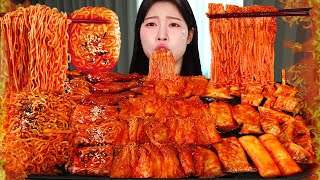 ASMR MUKBANG 직접 만든 불닭 버섯 불닭쌈 양념치킨 먹방 amp 레시피 SPICY MUSHROOM AND FIRE NOODLES EATING [upl. by Esli]