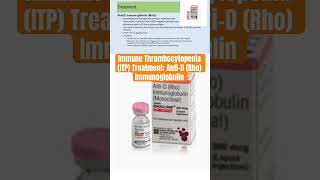 Immune Thrombocytopenia ITP Treatment AntiD Rho Immunoglobulin immunethrombocytopenia itp [upl. by Rolecnahc]