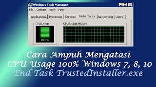 Cara Ampuh Mengatasi CPU Usage 100 di Windows 7 8 10  TrustedInstaller End Task [upl. by Lira]