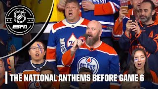 The atmosphere in Edmonton for the anthems before Game 6 was electric  ESPN HL [upl. by Irroc233]