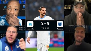 AUXERRE HUMILIE LOM AU VÉLODROME 13  COMPILS DES REACTS om auxerre ligue1 [upl. by Sebastiano441]