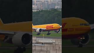 DHL B777F landing at Singapore Changi Airport shorts aviation b777 plane landing singapore [upl. by Landrum468]