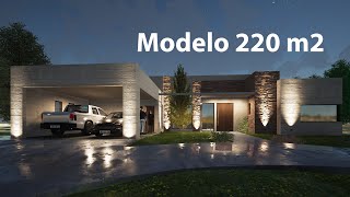 Casa Modelo 220m2 Concrete and Stone  exterior view  4k [upl. by Aicac]