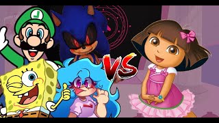 MUGEN Request 687 SpongeBob Luigi Sky SonicEXE VS Dora [upl. by Sharline]