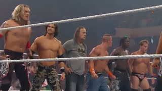 John Cena amp Bret Hart vs Edge amp Chris Jericho  Lumberjack Match Raw August 9 2010 [upl. by Aneeuq]