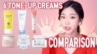 6 different TONE UP CREAMS comparison Goodal Innisfree Somebymi Missha Juicyful and DrJart [upl. by Ahsiekal947]