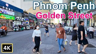 Phnom Penh Walking Golden Street Downtown City  Cambodia 4K [upl. by Aicenod]