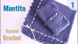 Como tejer una Mantita Colchita Cobija para bebe a crochet ganchillo en Punto Granizo Parte 1 [upl. by Cooperstein]