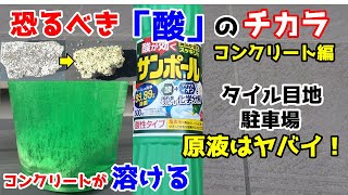 【タイル掃除注意！】恐るべき「サンポール」のチカラ（コンクリート編） [upl. by Elak993]