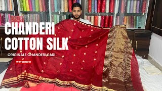 Pure chanderi cotton silk saree new collection available now Chanderisareescollectoin code 0026 [upl. by Fillender]