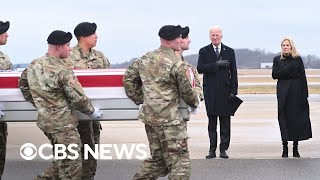 Biden attends dignified transfer of 3 US troops killed in drone attack in Jordan  full video [upl. by Dolores]