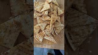 Homemade Pita Chips Delicious and Golden Real Tasty food cooking howto pitaparty [upl. by Aiekan667]