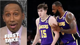 Stephen A reacts to Austin Reaves BuzzerBeater gives LeBron Lakers OT win over Mavs 107104 [upl. by Peadar]