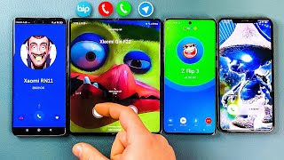 Moto E40N vs Xiaomi 13 vs Z Fold 4 vs iPhone XS BiP  Telegram  Incoming Call at the Same Time [upl. by Afatsum264]