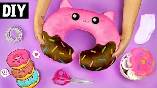 DIYs Donuts Kawaii 🍩 Almofada de Viagem Necessaire e mais [upl. by Adal]