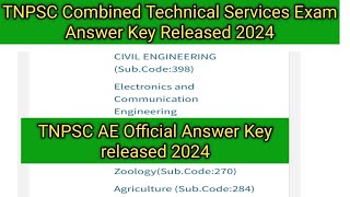 TNPSC Combined Technical Services Exam Answer Key Released TNPSC AE Exam answer key released [upl. by Eimmaj]