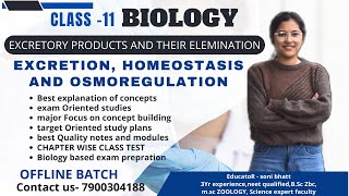 EXCRETORY PRODUCT AND THEIR REMOVAL  CLASS 11 BIOLOGY  EXCRETION  HOMEOSTASIS  OSMOREGULATION [upl. by Harri]