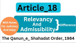 relevancy and admissibility of evidencearticle 18 qsoqanun e shahadat order 1984khadijawalayat [upl. by Almallah]