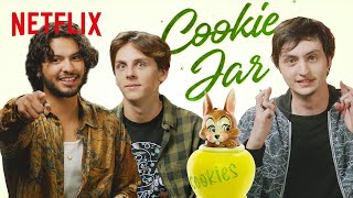 Jacob Bertrand Xolo Maridueña amp Gianni DeCenzo Answer a Nosy Cookie Jar  Cobra Kai  Netflix [upl. by Ees]