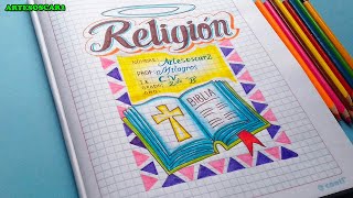 COMO hacer caratula de RELIGION facil ✅ [upl. by Davena]