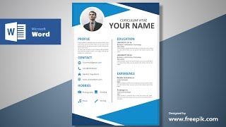 Awesome Blue Resume Design Tutorial in Microsoft Word Silent Version  CV Designing [upl. by Ninerb]